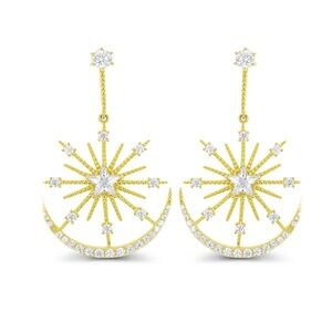 NWT Macy’s CZ Gold Dangle Starburst Earrings